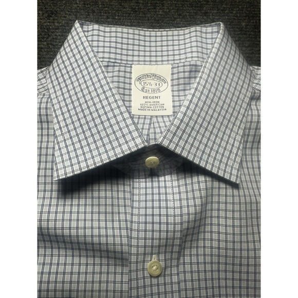 Brooks Brothers Shirt Mens Medium Striped Blue Regent Non Iron 15 1/2 - 33 - Picture 2 of 6
